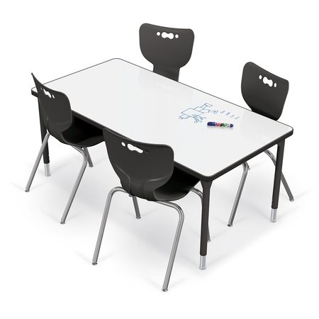 MOORECO Porcelain Desktop, 30x60 Hierarchy Table with Black Direct Mount Shapes Legs 70524